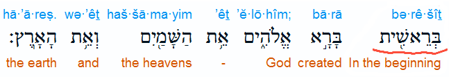 Genesis 1:1 Hebrew interlinear